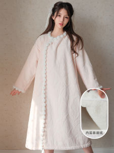 Thickened Double-sided Fleece Sleepwear Robe for Women Winter Home Clothes Warmth Conservation Chinese Ancient Style Hanfu Nightgown