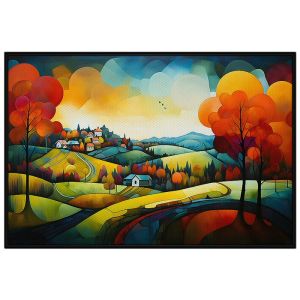 Tranh treo tường tranh dán tường làng quê phong cảnh mùa thu chất liệu Acrylic.  CGI-118