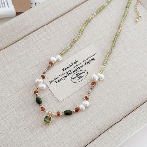 Fashionable Versatile Natural Pearl Crystal Beaded Necklace Womens 2025 New Lightweight Luxury Sensation Clavicle Chain