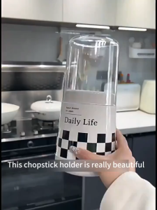 Fork and Spoon Organizer with Cover Chopsticks Draining Cage Bucket Utensils Storage Box Lagayan Ng Kutsara