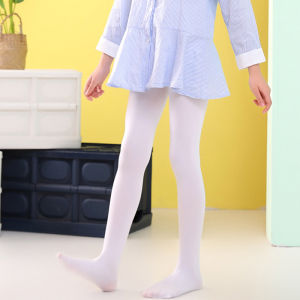 ถุงน่องสำหรับเด็กใส่ในฤดูใบไม้ผลิและฤดูใบไม้ร่วงถุงน่องกางเกงเลกกิ้งสีขาวถุงเท้าเต้นรำสำหรับเด็กหญิงใช้ในการฝึกเต้น