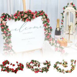Artificial Flower for Wedding Peony Rattan 45 Heads 2.5M Artificial Plant Wreath Home Wall Decor