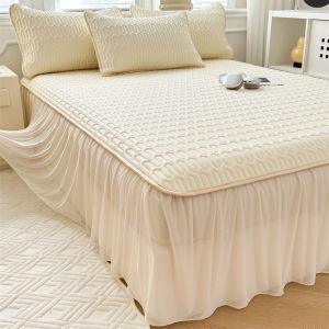 Modern Minimalist Latex Bedding Set Summer Home Use Ice Silk Bed Skirt Air Conditioned Soft Mattress Pad Foldable Natural Latex