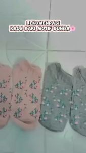 FSKS93 Kaos Kaki Pendek Wanita Kaos Kaki Motif Bunga