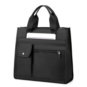 Oxford Cloth Briefcase Multi-Pocket Waterproof Zipper Layer Mens Business Handbag Soft Handle Casual Stylish Work Bag