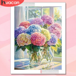 HUACAN 5D Diamond Art Hydrangea Flower Mosaic Full Kit Square Round Painting Floral Handmade Living Room Craft
