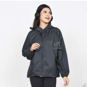 Mighty - Jaket Olahraga Parasut Crop Top Wanita Polos Jaket Parasut Olahraga Crop Sauna Suit Jogging Lari Bersepeda Despo Gym Fitnes Senam