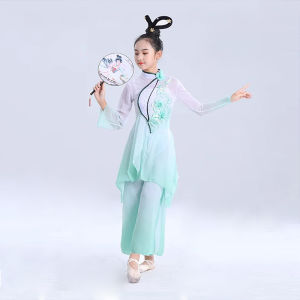 Childrens Classical Dance Costume Spring Mountain Performance Clothes March Dance Uniforms Elegantly Drifting Spring Breeze Fan Dance
