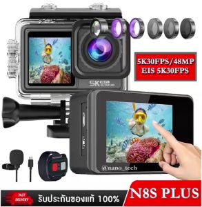 4G LTE วิดีโอพร้อมเลนส์ 5K30FPS EIS Nanotech New กล้องแอคชั่นเเคม 48MP 4Zoom 1080P เว็บแคม Vlog wiFi มีไมค์ กระเป๋าเสื่องสาวสวยที่น่ารัก มีไมค์ ฟรี