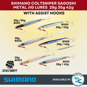 SHIMANO COLTSNIPER LONG SAGOSHI METAL JIG LURES 28g 35g 42g WITH ASSIST HOOKS GOODCATCH FISHING