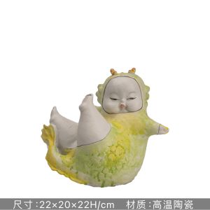 Handmade Ceramic Doll Decorative Pieces Colorful Childrens Room Cartoon Fun Original Decorations Home Accessories Desktop Display