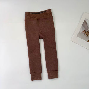 Thickened Fleece Autumn Winter Trousers for Girls Childrens Long Leggings Pants Princess Style Elastic Waist Band Kids Clothes
