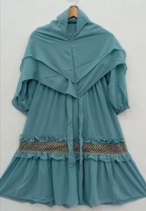Gamis Syari Anak usia 4-12 tahun model renda besar gold - RU