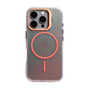 Sanptoch For Magsafe Laser Matte Lens Stand Phone Case For iPhone 16 / 15 / 14 / 13 Pro Max Frosted Anti-Fingerprints Cover Built in Camera Holder For iPhone 16 15 14 Plus Military Shockproof Protection Casing