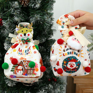 YESPERY Christmas Eve Apple Wrapping Bag Santa Claus Elk Fruit Gift Bag Children Candy Bag New 2025 Merry Christmas Decoration