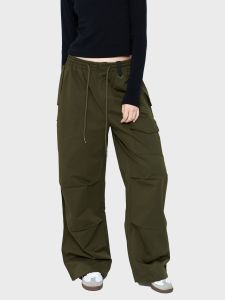 American Style High Waist Straight Leg Workwear Pants Womens Street Dance Wide Leg Versatile Long Trousers Cotton 100%