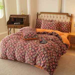 Thermal Milk Velvet Three-Piece Bedding Set