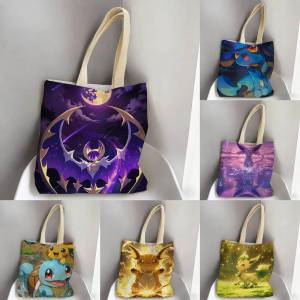 Bandai | Pokemon Hoenn Region Storage Bags Tote Bag Travel Summer Beach Shoulder Bag Reusable Grocery Shopping Bag Anime Artwork