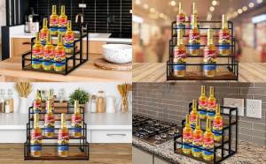 Wine Rack Wine Display Cabine Coffee Syrup Rack Organizer Bottle Display Rack Liquor Shelf Organizer Countertop Storage Rack Wine Wine Display Rack Kitchen Spice Rack Seasoning Rack for Bottle Coffee Bar Station Wine Dressing Kitchen Organizer Rack
