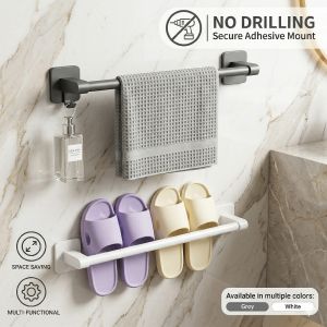 Self-Adhesive Towel Rack Bathroom Towel Holder Without Drilling Bathroom Black Corner Shelf Bar 50CM Bathroom Storage Towel Rail
