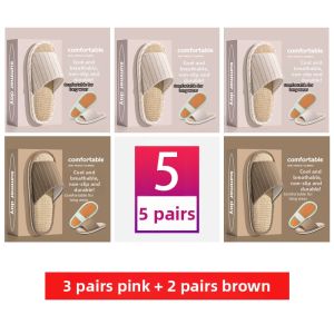 TZLDN | Anti-Slip Odor-Resistant Linen Slippers Women Indoor 5 Pairs