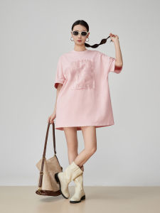 XIAODADEHUA | Dopamine Pink Round Neck Short Sleeve T Shirt