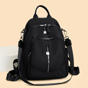 Oxford Cloth Dual Shoulder Bag Womens Fashion Lightweight Outdoor Travel Canvas Backpack Leisure Zipper Closure Large Size