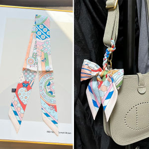 เรียบหรู ลายดอก ผ้าไหม ผ้าพันคอ หลากหลาย ผู้หญิง กระเป๋าผูกริบบิ้นกระเป๋าถือ สายคล้อง เครื่องประดับแฟชั่นตกแต่งสี่เหลี่ยมผืนผ้ายาว