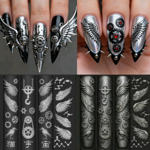 A Mechanical Wing Gear Steam Punk Style Nail Art Three-Dimensional Art Decoration Transparent Mold