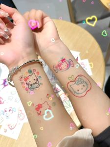 Waterproof Tattoo Stickers for Women Long-lasting Colorful Kitty Cat Design Cute Japanese Style Hello Kitty Cartoon Anime
