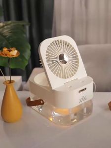 FunTechX 2.5L USB Plug-In Electric Humidifier Fan Water Mist Air Condition Fan 3 Speed Night Light Kipas Wap Air