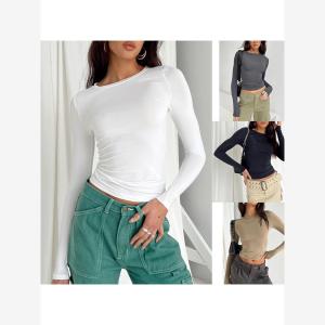 Womens Slim Fit round Neck Long Sleeve T-Shirt Comfortable Breathable Casual Top for Autumn Season Citywalk