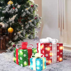 3PCS Christmas Lighted Gift Boxes LED Lighted Gift Boxes for Christmas Decor Outdoor Indoor Light Up Gifts Box