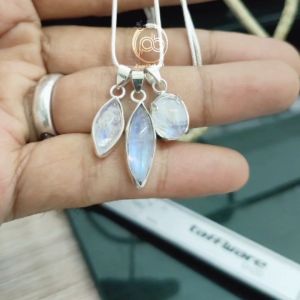 Liontin Wanita Moonstone Biduri Bulan Perak Asli 925 | Tanpa Kalung