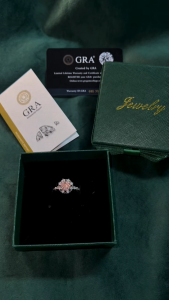 ASIX GOLD Two-Tone Octagonal Rose Cut Padparadscha Ring with High Carbon Diamonds 双色八边形玫瑰切帕帕拉恰高碳钻指环