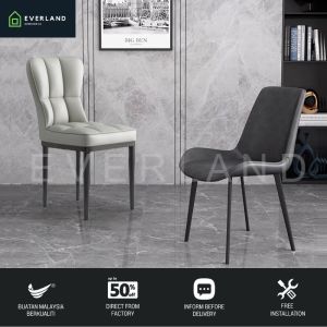 Aletha Dining Chair Grey Dining Chairs Steel Metal Leg Kerusi Makan Kelabu Kaki Besi Kerusi Grey
