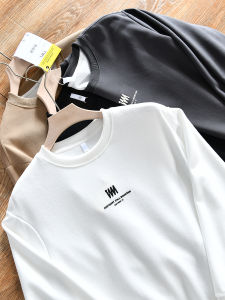 New Spring Mens Sweatshirt round Neck Long Sleeve Letter Print Casual Japanese Style Top Basic Versatile Youth Trend Cotton Polyester