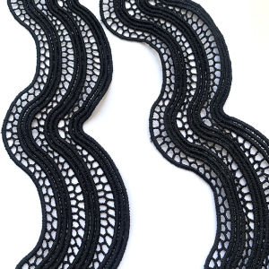 2m/6.56ft Each Pack Big 5.0cm Wide Lace Black Trim Curve Sewing Curtain Accessory Handmade DIY Craft Laces Dress Hem Decorations