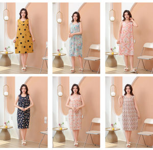 Lightweight Silk Cotton Sleep Dress Womens Summer Dress Artificial Cotton Slimming Casual plus Size Home Clothes