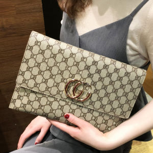 Elegant Womens Envelope Bag Large Capacity Handheld Chain Shoulder Bag Fashionable Casual PU Leather Printed Handbag