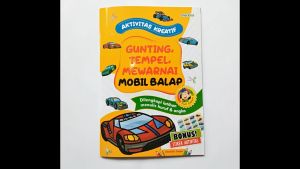 Aktivitas Kreatif Gunting Tempel Mewarnai Mobil Balap Full Color Bonus Stiker