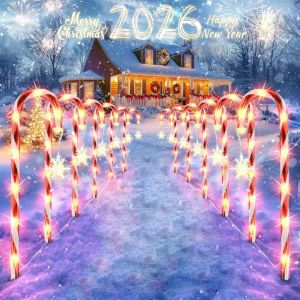5PC/8PC One Set Of Waterproof Snowflake Cane Candy Lights Solar Christmas Lights For Outdoor Garden Party Christmas Decoration