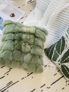 Retro Green Plant Flocking Pillow Luxury Sofa Living Room French Vintage Cushion Cover Home Decorative Square Pillow Case