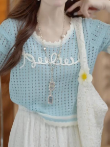 Shalldoer | Dopamine Letter Hollow Short Sleeve T-Shirt Womens Summer Thin Breathable Versatile Top Korean Style Round Neck Loose Fit