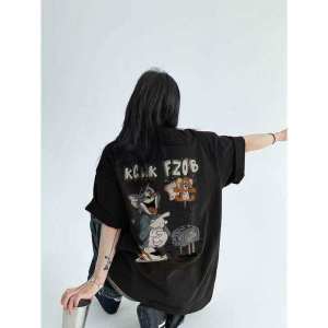PAZHAOLANG | Plus Size Lazy Style Cartoon Print T-Shirt