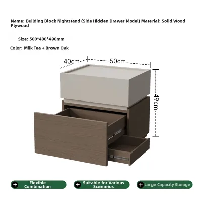 Minimalist Storage Bedside Cabinet with Secret Compartment and Lock