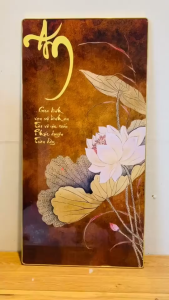 (ẢNH THẬT) Tranh treo tường phúc tâm an tranh hoa sen hồng kèm đinh treo