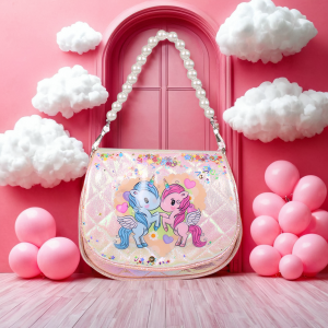 Princess Unicorn Rainbow Slopped Bag for Girls Childrens Handbag Sandfall Gradient Pattern Cute Cartoon Design Kids Pouch