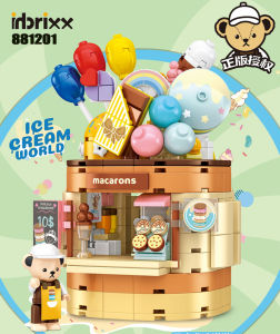 hot Creative DIY Kumamoto Bear Street View Ice Cream Shop Building Block  City Model Bricks  Boys Girls Children Toys Adult Gift