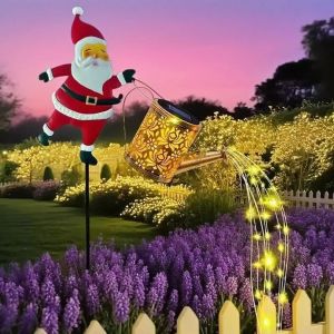 Christmas Solar Kettle Lights Garden Lawn Decorative Santa Claus Kettle Ground Lamp Solar LED Night Lights Outdoor Decor